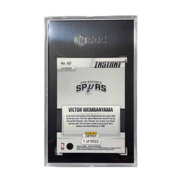 NBA 2023-24 Panini Revolution Vortex Victor Wembanyama #1  2023-24 Panini Instant NBA #60 Victor Wembanyama Rookie RC /6522 SGC 9 MINT